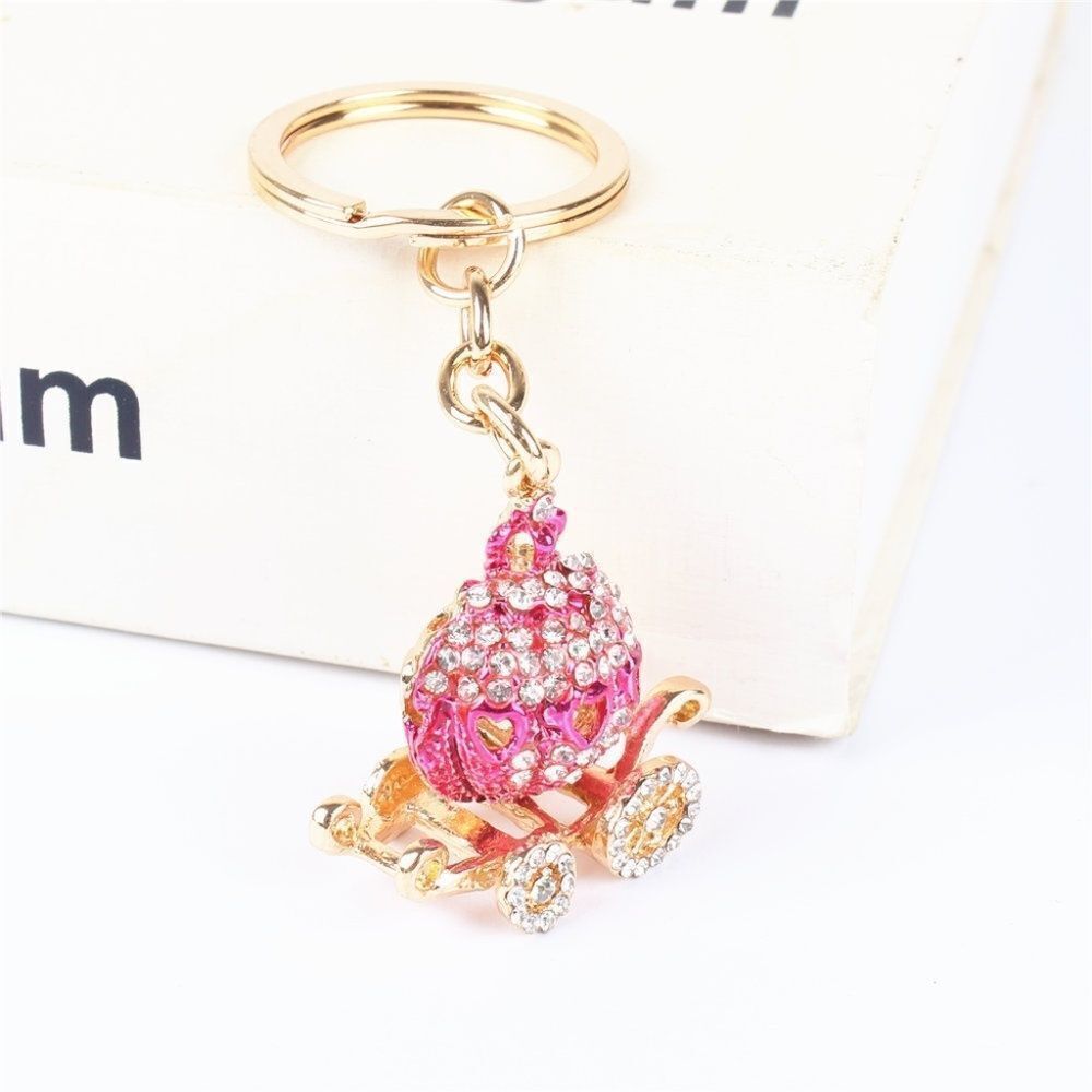 Pumpkin Keyring Rhinestone Charm Xtra Small Pink